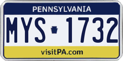 PA license plate MYS1732