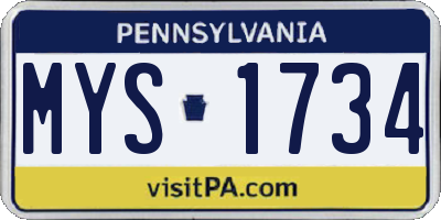 PA license plate MYS1734