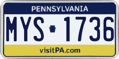 PA license plate MYS1736