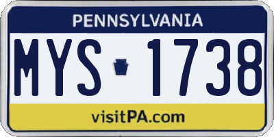 PA license plate MYS1738
