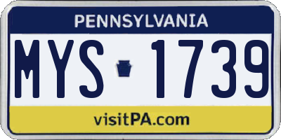 PA license plate MYS1739