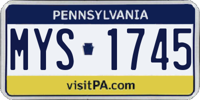 PA license plate MYS1745
