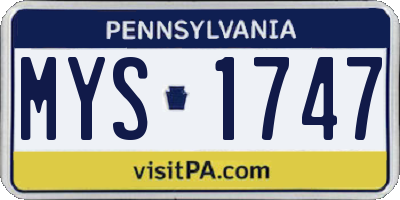 PA license plate MYS1747