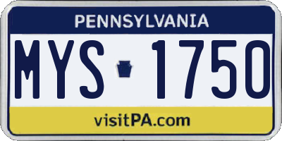 PA license plate MYS1750