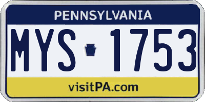 PA license plate MYS1753