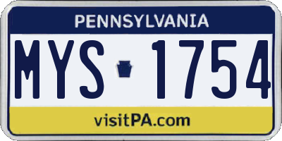 PA license plate MYS1754