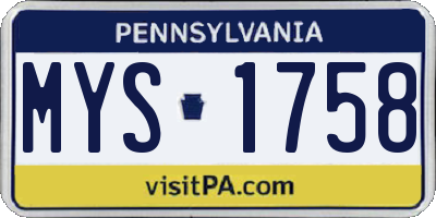 PA license plate MYS1758