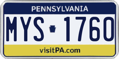 PA license plate MYS1760