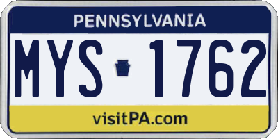 PA license plate MYS1762