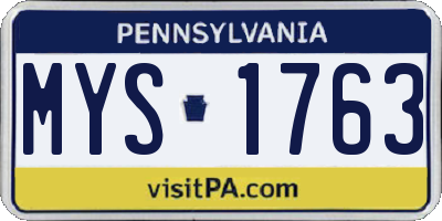 PA license plate MYS1763