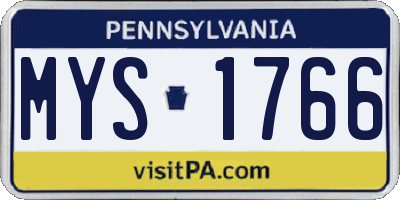 PA license plate MYS1766