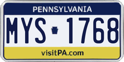PA license plate MYS1768