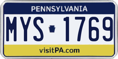 PA license plate MYS1769