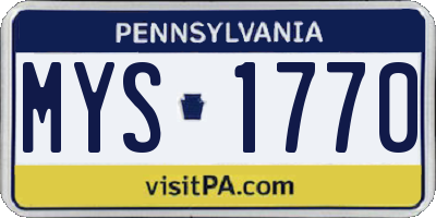 PA license plate MYS1770