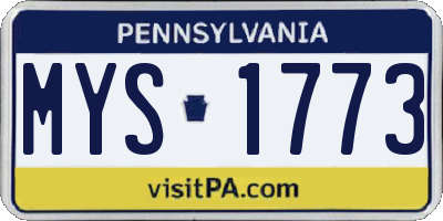 PA license plate MYS1773