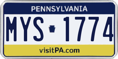 PA license plate MYS1774