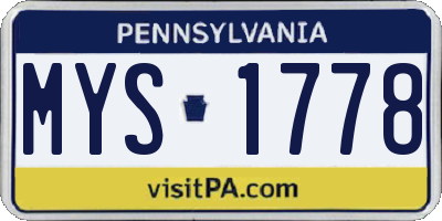 PA license plate MYS1778