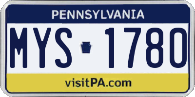 PA license plate MYS1780