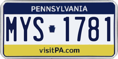 PA license plate MYS1781