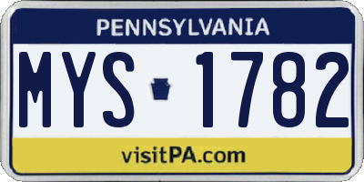 PA license plate MYS1782