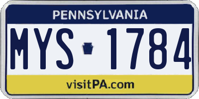 PA license plate MYS1784