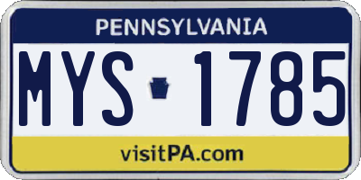 PA license plate MYS1785
