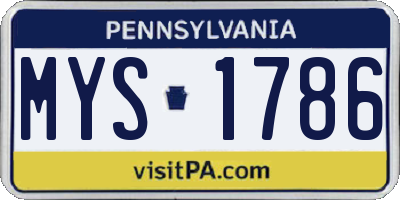 PA license plate MYS1786