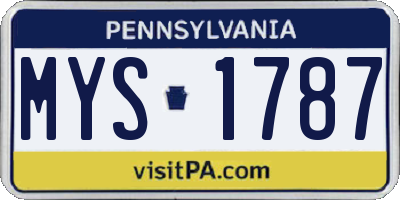 PA license plate MYS1787