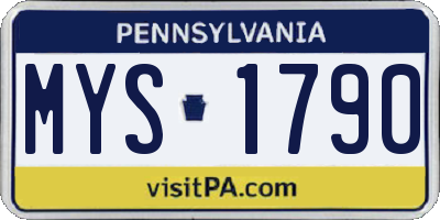 PA license plate MYS1790