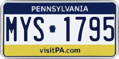 PA license plate MYS1795
