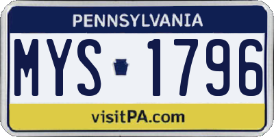 PA license plate MYS1796