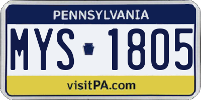 PA license plate MYS1805