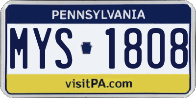 PA license plate MYS1808