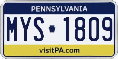 PA license plate MYS1809