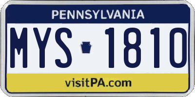 PA license plate MYS1810