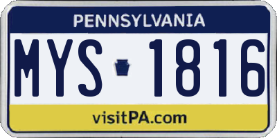 PA license plate MYS1816