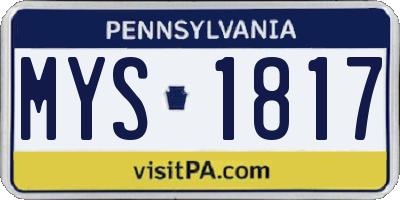 PA license plate MYS1817