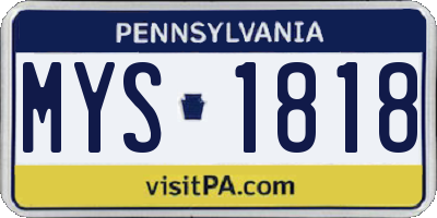PA license plate MYS1818