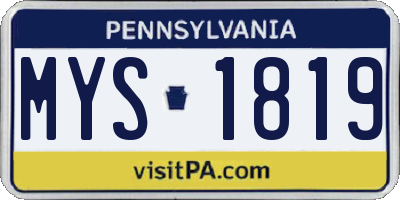 PA license plate MYS1819