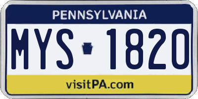 PA license plate MYS1820