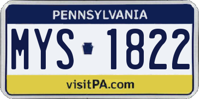 PA license plate MYS1822
