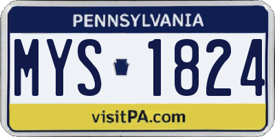 PA license plate MYS1824