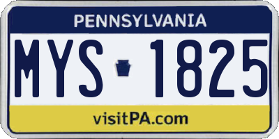 PA license plate MYS1825