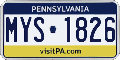 PA license plate MYS1826