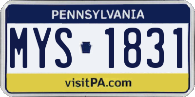 PA license plate MYS1831
