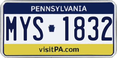 PA license plate MYS1832