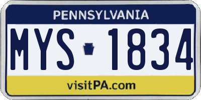 PA license plate MYS1834