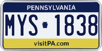 PA license plate MYS1838