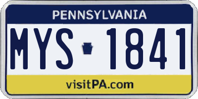 PA license plate MYS1841