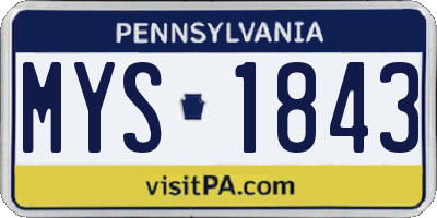 PA license plate MYS1843